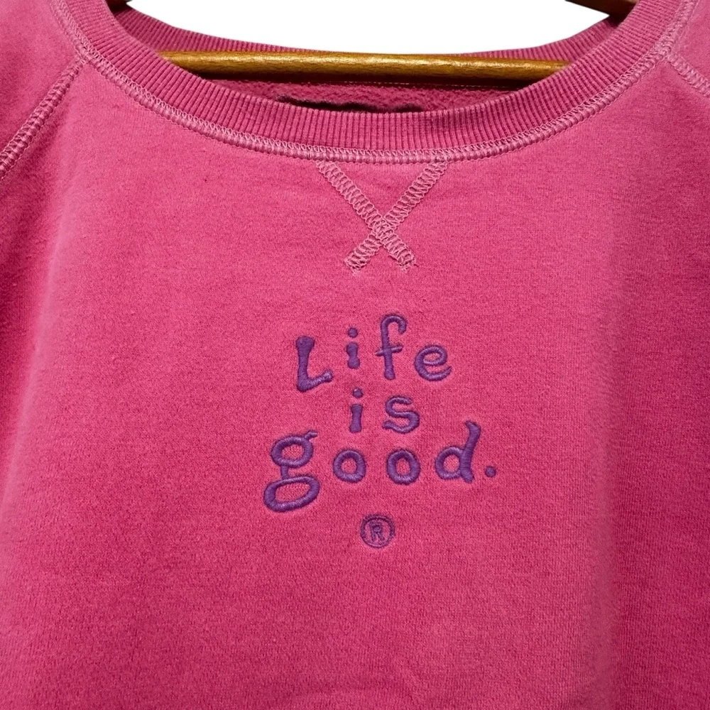 Life is Good Women's Pink Crewneck Sweatshirt - Picture 4 of 11